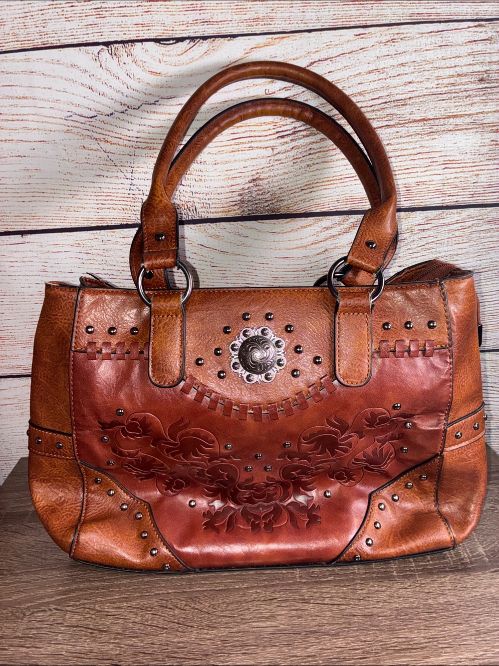 LAVAWA Large Western Tote Bag for Women - Vintage Embossed Handbag